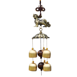 双誉麒麟纯黄金属风水招财居家风铃