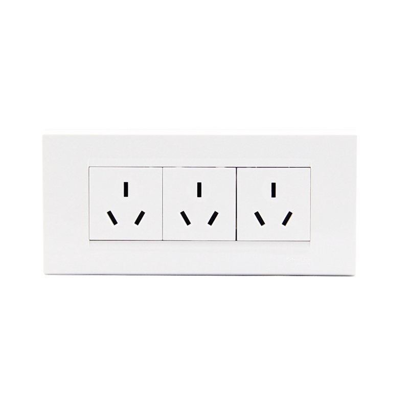 施耐德118型开关插座 9孔电源插座10a墙壁九孔插座面板白色 家用