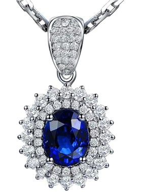 米莱珠宝戴妃款1.5克拉蓝宝石吊坠