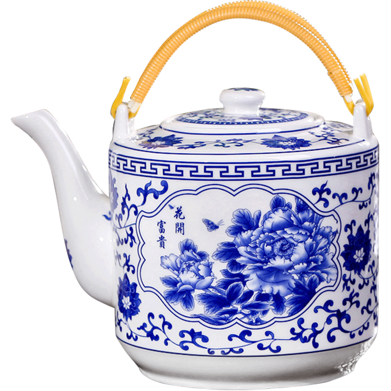景德镇瓷器茶壶陶瓷时尚大容量凉水壶大号青花瓷冷水壶提梁泡家用