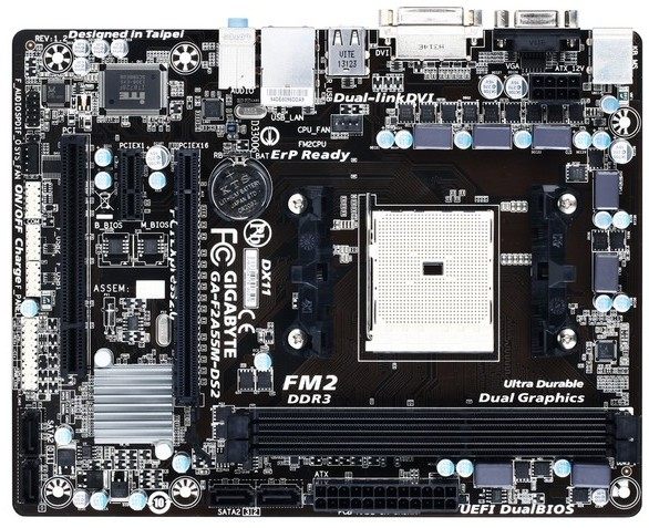 商品白底图-gigabyte /技嘉f2a55m-ds2集成主板白底图