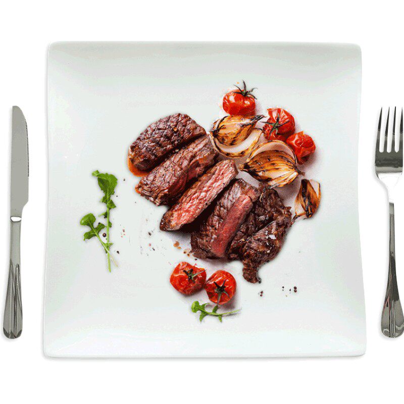 创意牛排盘子纯白西餐盘方盘家用陶瓷平盘点心碟酒店西式餐具套装