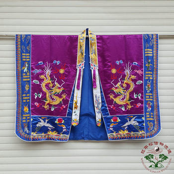 道士服装道教法器用品法衣道袍高功 大五龙金线法衣 五龙降衣紫色