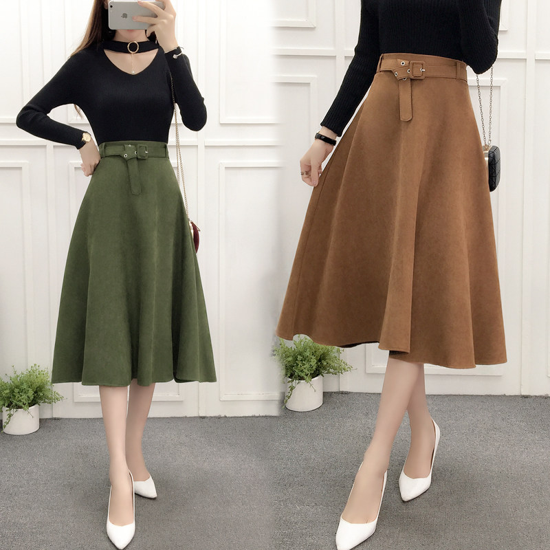 Buy Missy 2018 new highwaisted skirt retro midi skirt Aword skirt