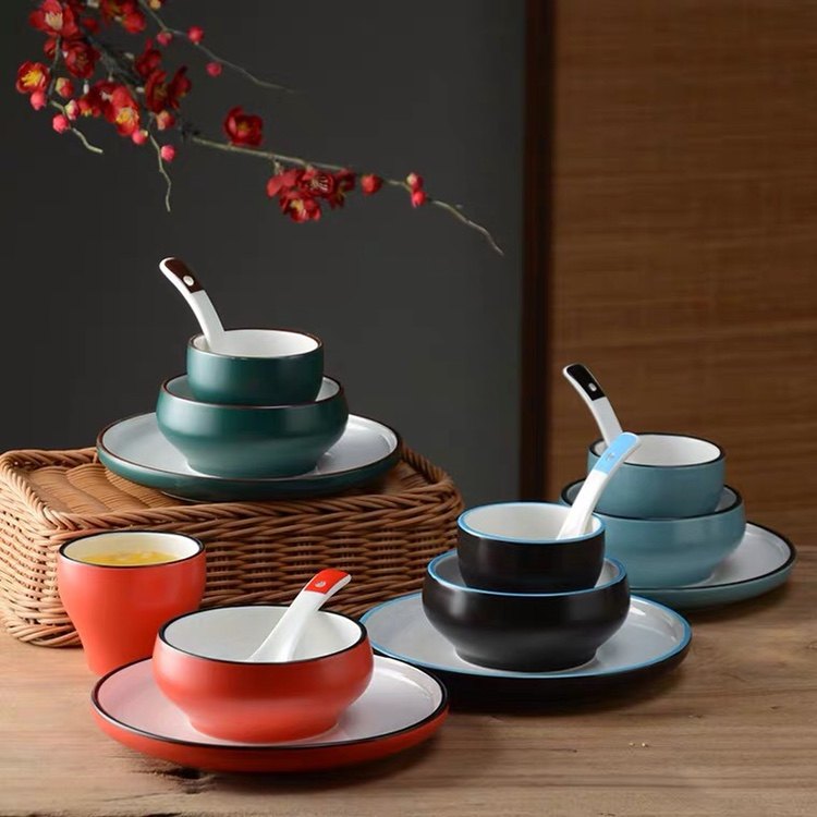 ins网红创意中式餐厅酒店简约摆台餐具火锅店四件套特色雅间陶瓷