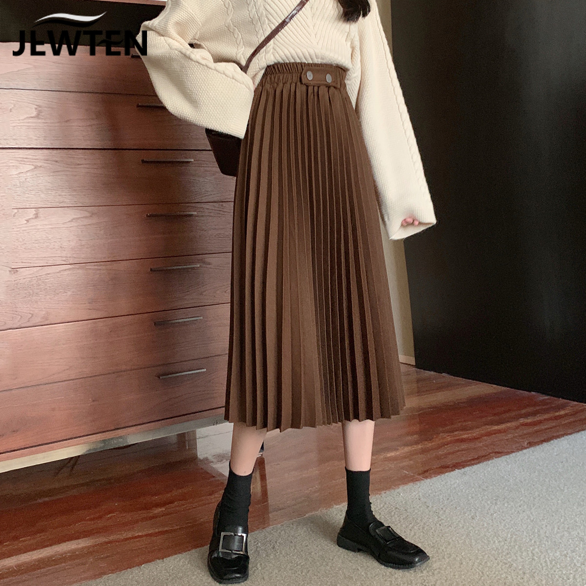 春款百褶a字半身裙子女装春秋2022年新款小个子秋冬咖色半裙长裙