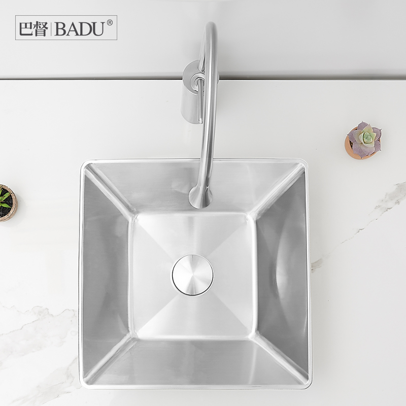 巴督不锈钢北欧台上盆创意洗手盆家用阳台洗脸台盆卫生间单盆面盆
