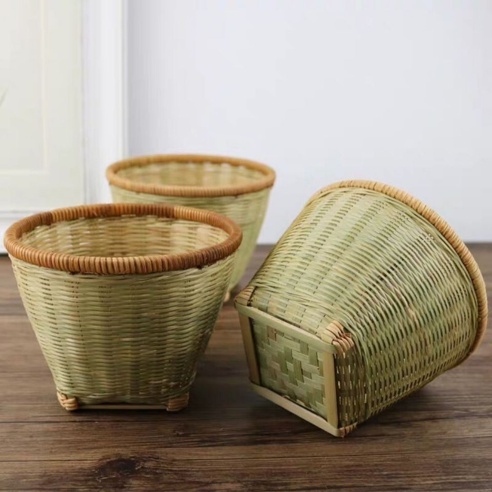 手工竹编小箩筐迷你圆形竹篓零食干果收纳筐竹制品工艺品包邮