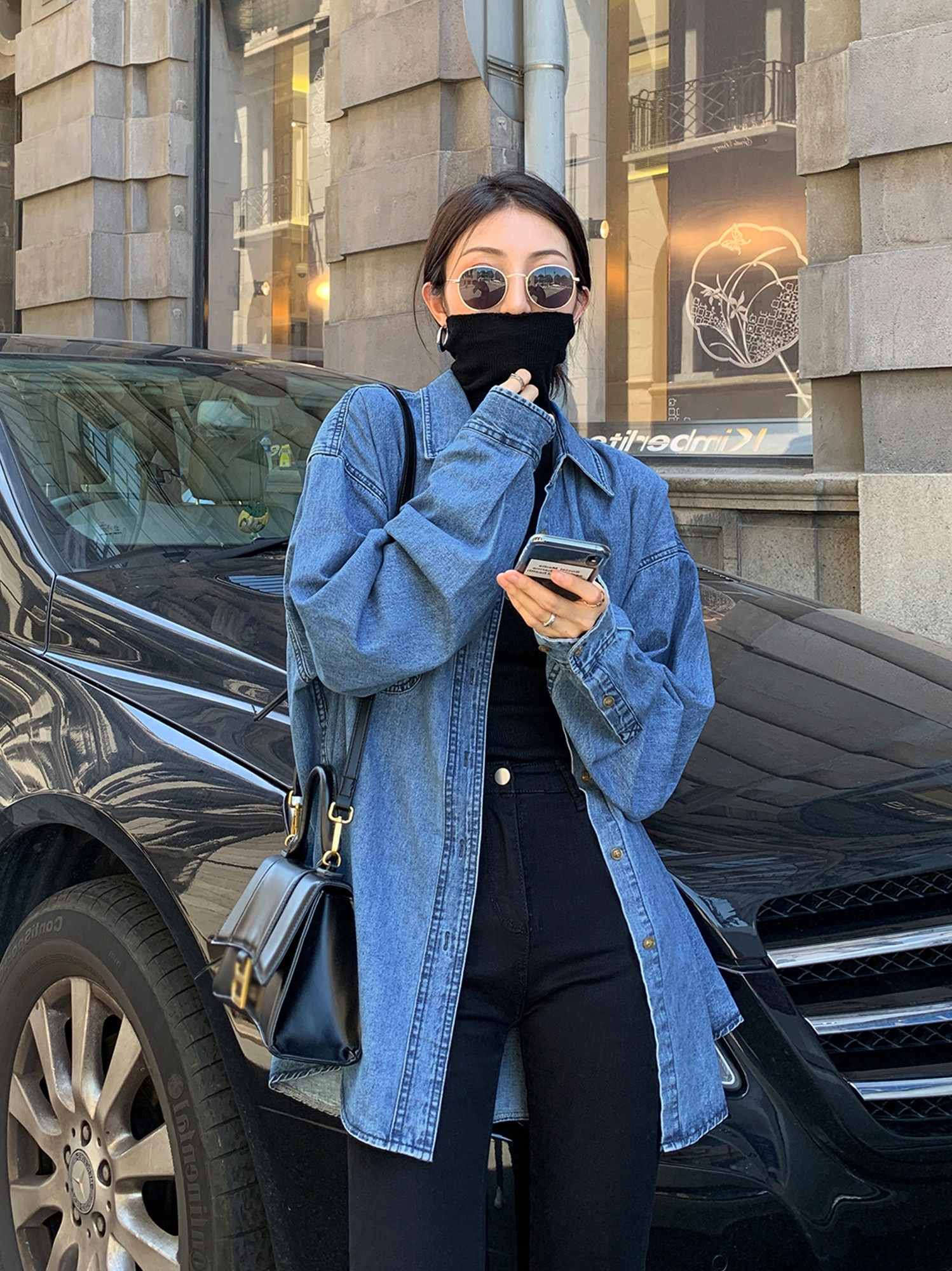 牛仔衬衫女2021年秋冬新款内搭叠穿复古