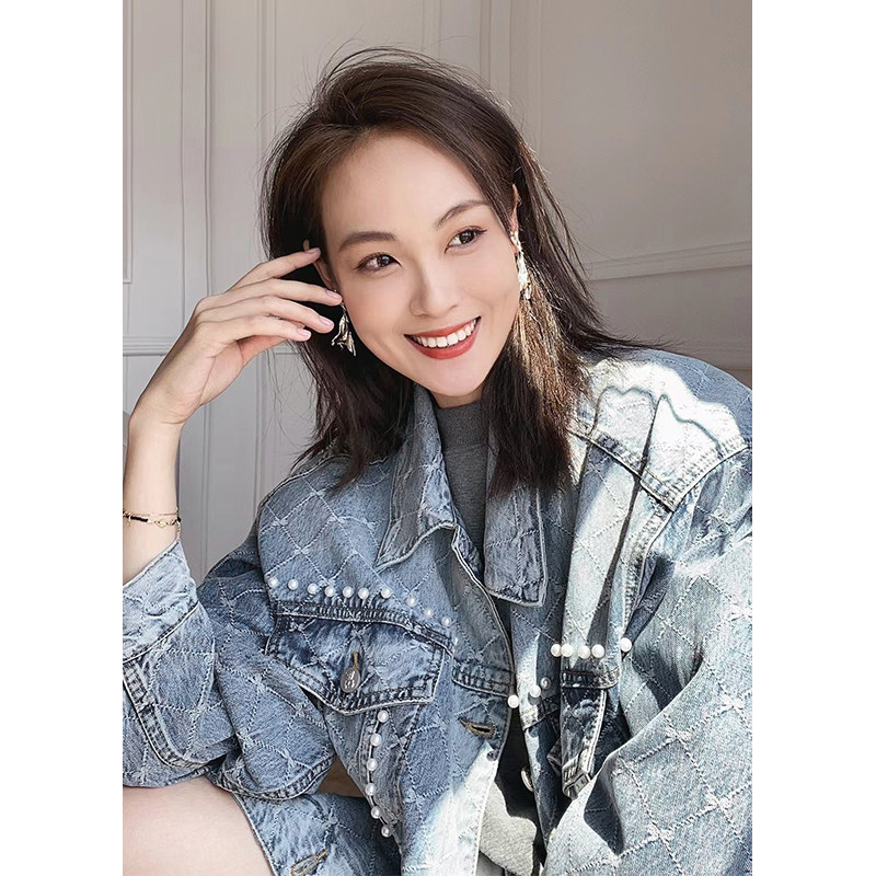 美洋meiyang现货珍珠牛仔夹克回头率爆棚重工手工加绒短外套