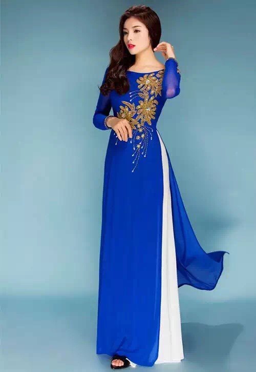 传统京族服装禅服奥黛旗袍两件件套舞台古琴旗袍