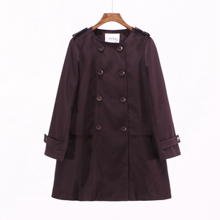 双排扣圆领风衣