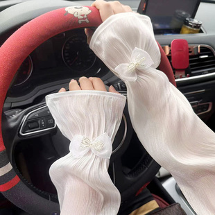防晒袖套女夏蕾丝冰袖2024新款防紫外线开车宽松手套薄款冰丝手袖