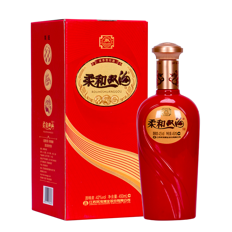 柔和双沟精品红柔和42度450ml6瓶整箱装国产浓香型家常自饮口粮