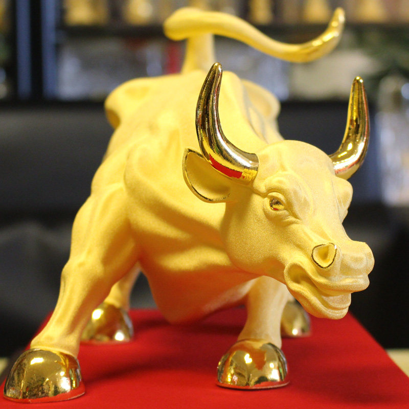 绒沙金十二生肖牛华尔街牛旺市金牛办公室装饰招财居家开业礼品