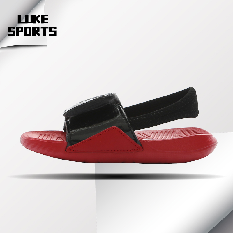 Nike/耐克正品JORDAN乔7黑红男小童儿童运动凉鞋魔术贴凉拖AA2519