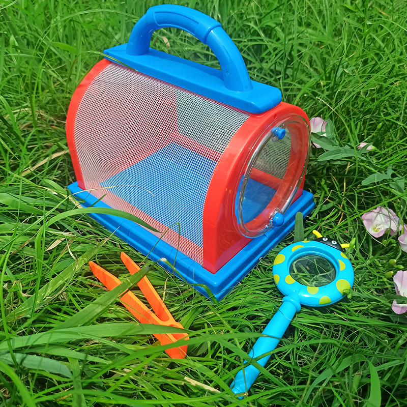 儿童昆虫笼手提观察盒玩具收集器罐户外放大镜捕蝴蝶网笼捕虫工具