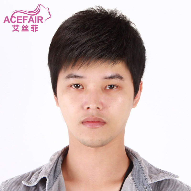 假发套男短发韩版帅气中老年男士假发真人发丝平头毛寸头真发头套