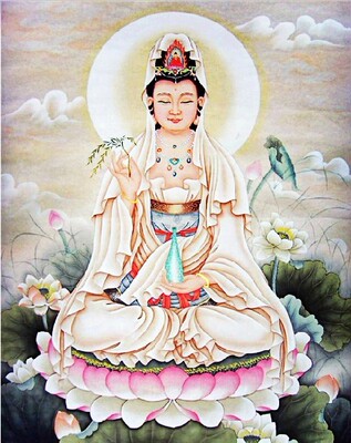 精准印花 雅美进口纯棉线十字绣 客厅大画 佛教观音菩萨 坐莲观音