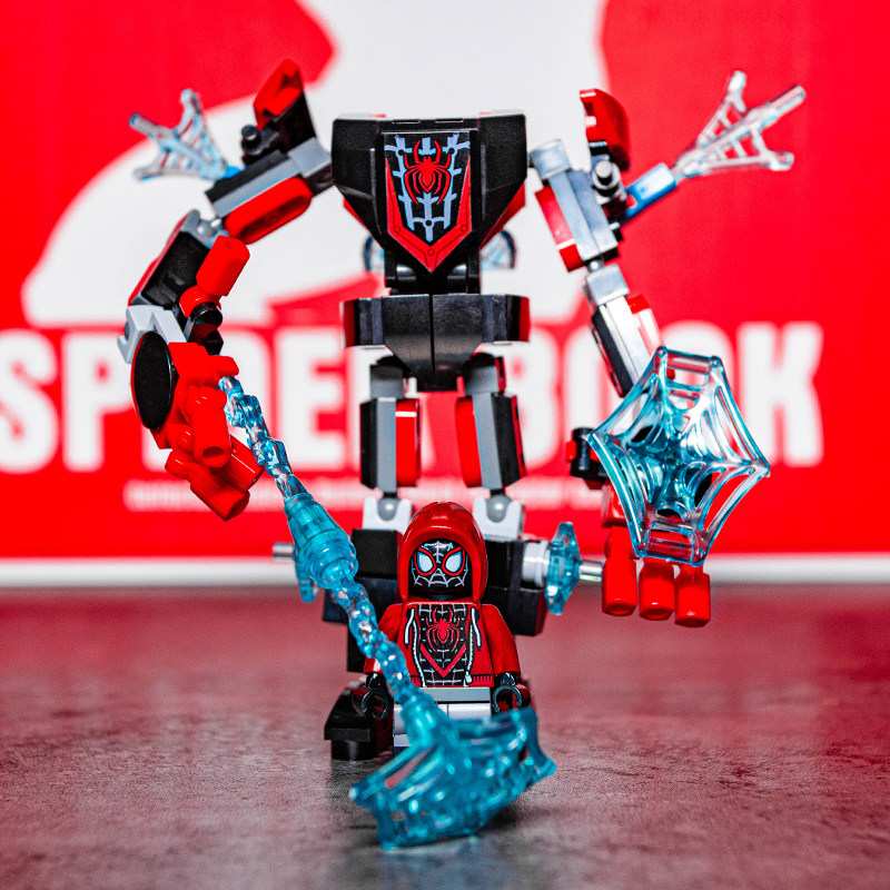 中国积木蜘蛛侠复仇者平行宇宙小黑蛛迈尔斯机甲玩具人仔76171moc