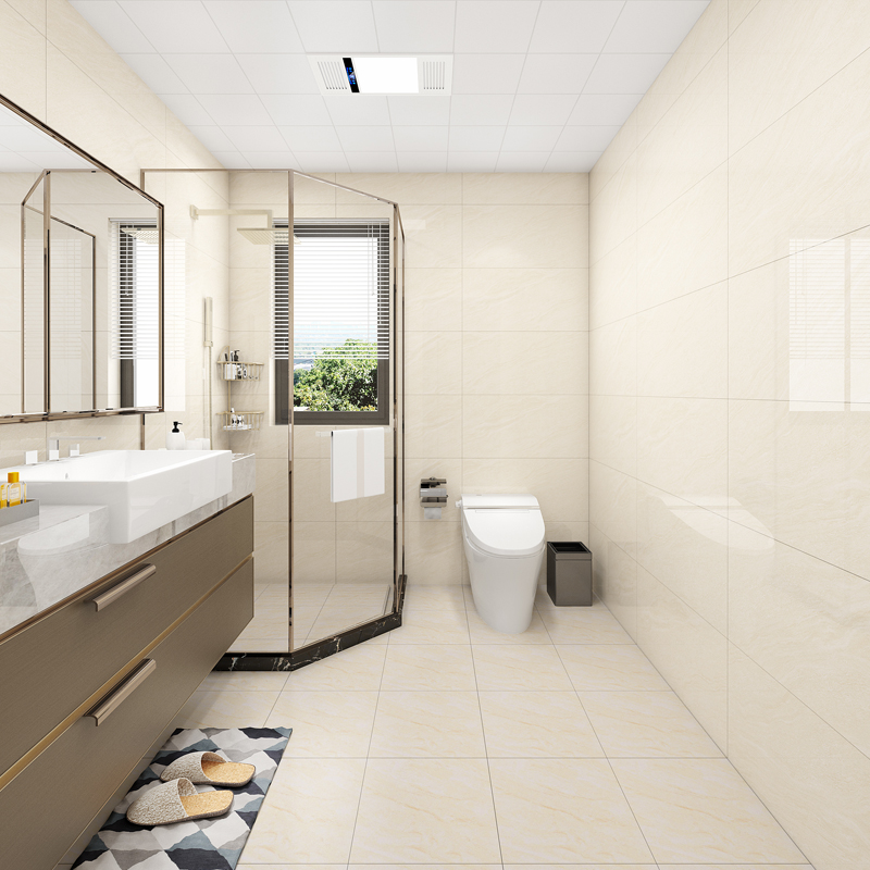 佛山全瓷通体卫生间暖色瓷砖400x800客厅阳台厨房黄色中板内墙砖