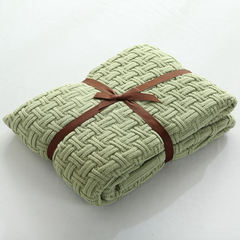 北欧良品风针织毯休闲毯空调毯子日式无印竹节纹盖毯午睡毯车用毯