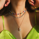 2023夏季新款彩色串珠多层项链女  women's layered necklace set