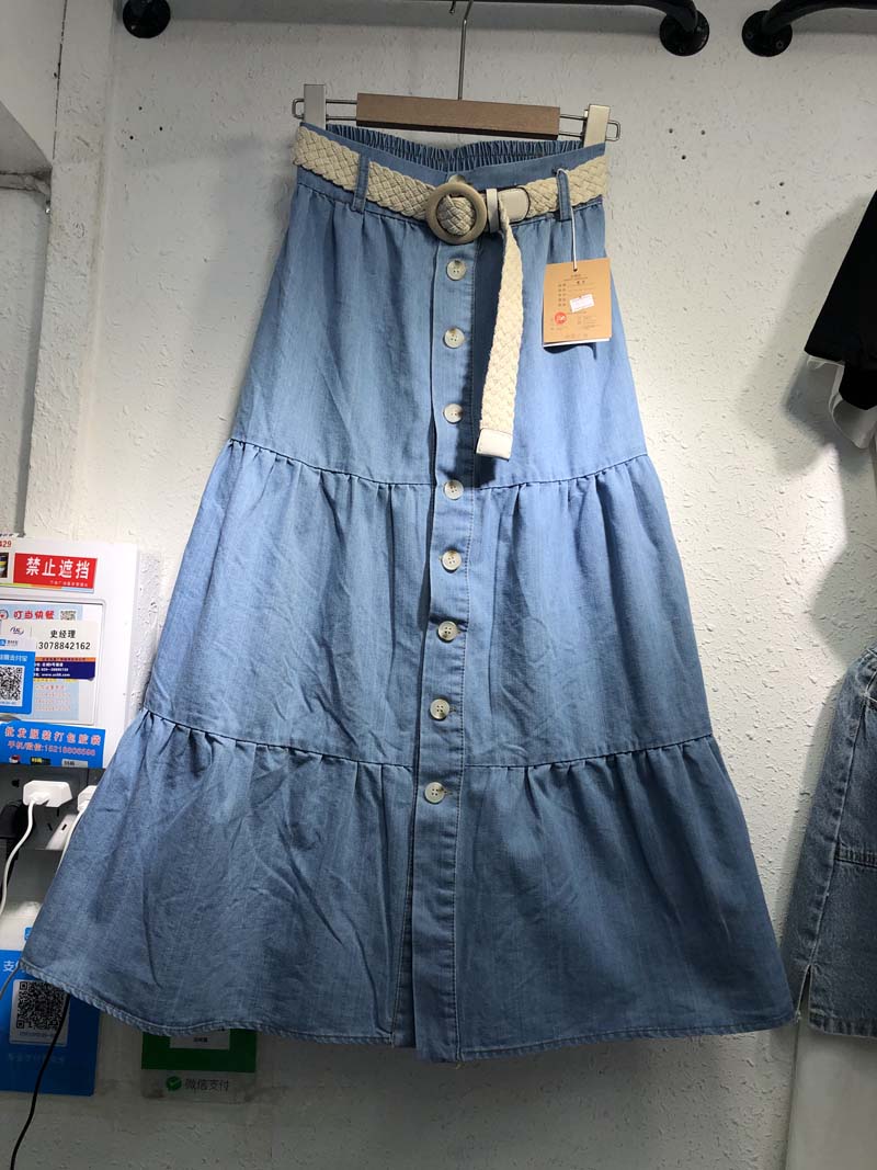 欧洲站2019夏季女装新款时尚单排扣个性亮钻腰带休闲牛仔中长半裙在类目 女装/女士精品, 半身裙中 - 来自Buy2taobao.com提供专业的淘宝代购服务