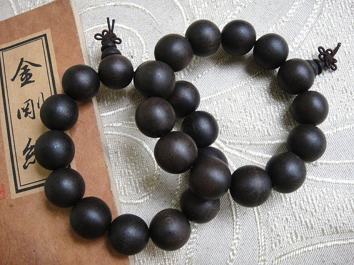 四川阴沉木乌木佛珠 18mm哑光麻柳乌木带佛头手串手链