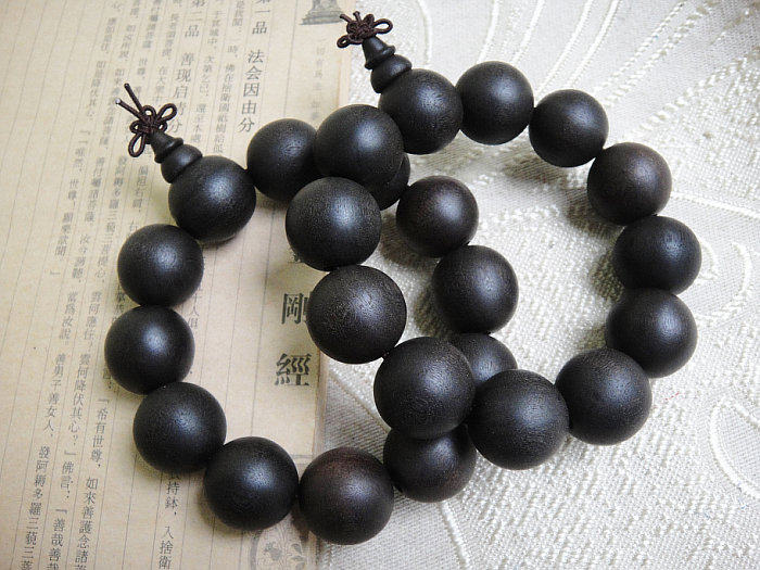 乌木阴沉佛珠念珠20mm哑光麻柳手四川碳化木手链佛珠