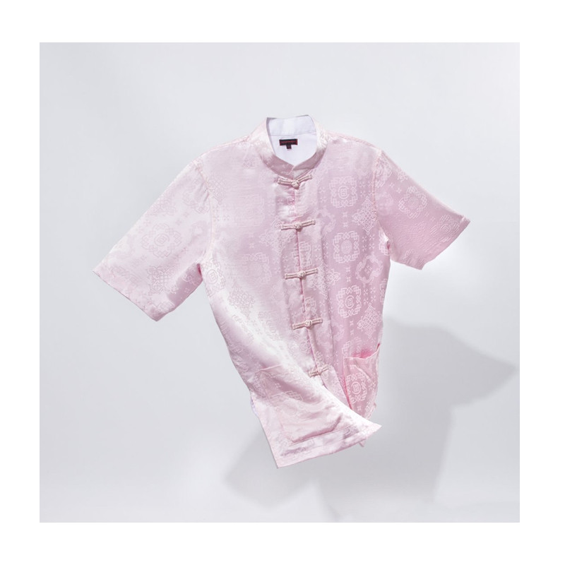 特价clot 唐装_clot 2020 粉丝绸唐装盘扣 短袖衬衫 陈冠希同款 情侣