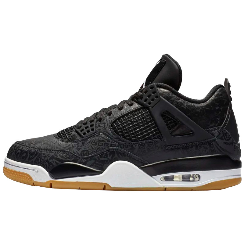 air jordan 4 laser aj4黑镭射反光生胶休闲篮球鞋ci2970-001