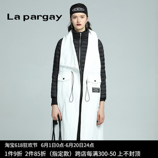 Lapargay纳帕佳2023新款女装冬季黑白色两件套羽绒服保暖风衣外套