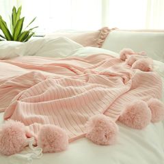 网红仙美针织球毯 北欧纯棉毛毯夏季空调毯ins简约毯盖毯单人毯子