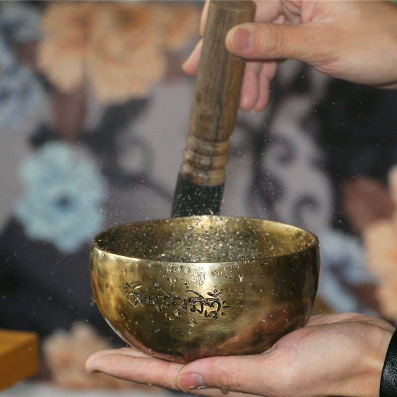 13cm 满月钵颂钵音疗愈尼泊尔手工铜钵瑜伽spa理疗佛音碗脉轮钵孟