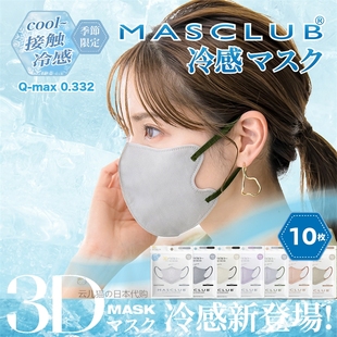日本乐天新款MASCLUB立体3D春夏透气冷感防晒高颜值撞色女口罩