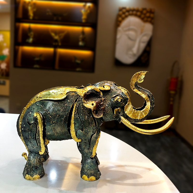 泰国大象摆件一对小风水象吉祥招财玄关客厅装饰家居办公室工艺品