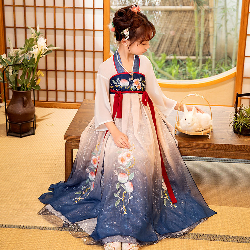 汉服女童夏装连衣裙儿童仙女薄款古装裙子中大童轻薄夏季古风襦裙