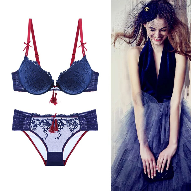 性感女士内衣复古宫廷风聚拢文胸套装奢华女人味诱惑胸罩优惠券