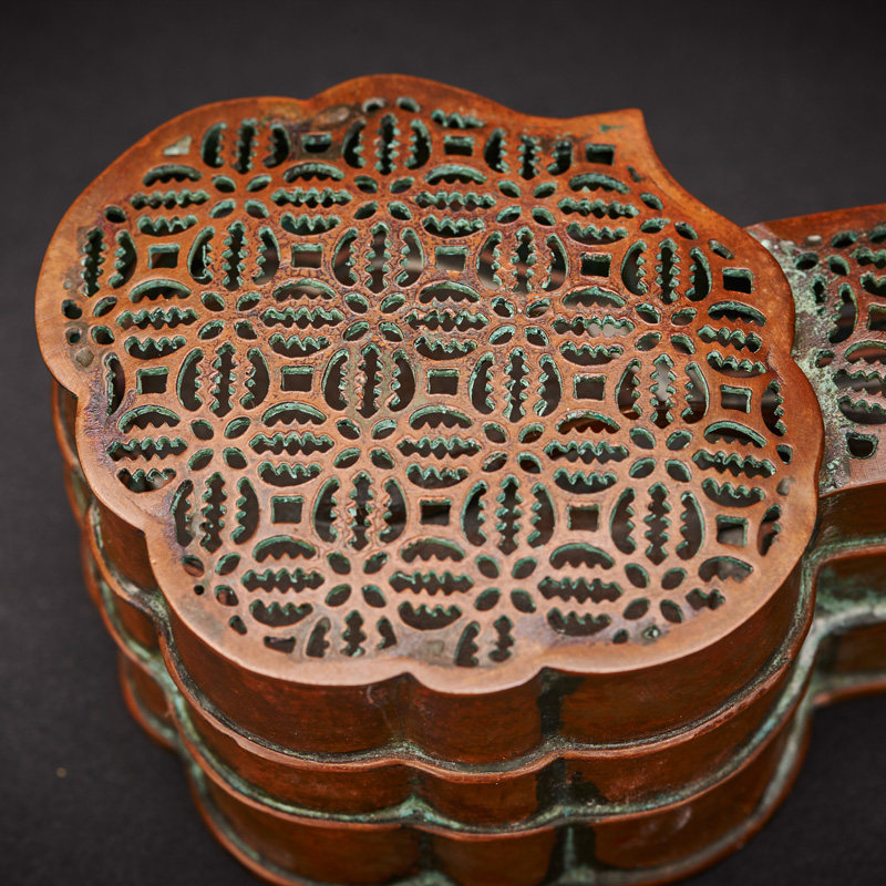 铜炉大师陈巧生 三层如意印香炉 手工仿古丁月湖印香炉 巧生炉