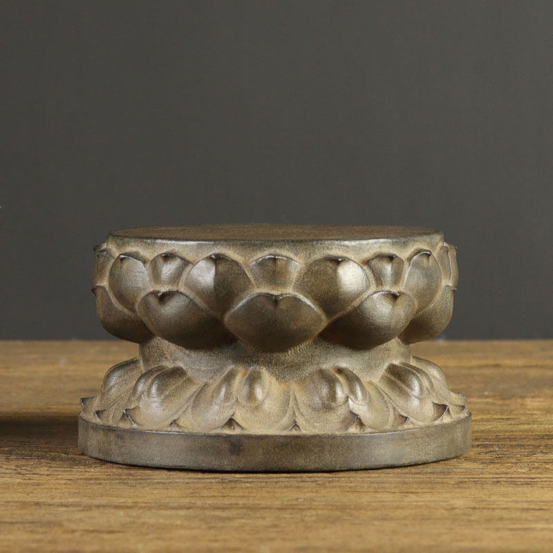 中式仿古老石头旧石墩青石雕刻莲花座石鼓摆件茶台壶垫莲花台底座