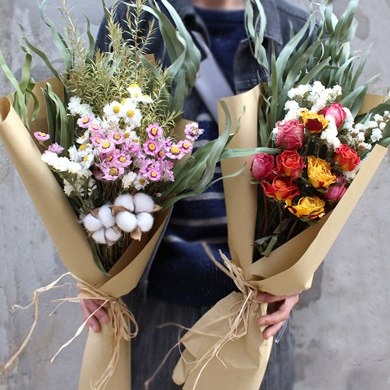干花花束小清新 森系_玫瑰干花束文艺小清新生日闺蜜朋友礼物森系北欧