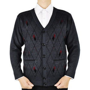 男士开衫毛衣秋冬厚款中老年人毛衣外套男爸爸装开襟扣子针织毛衫