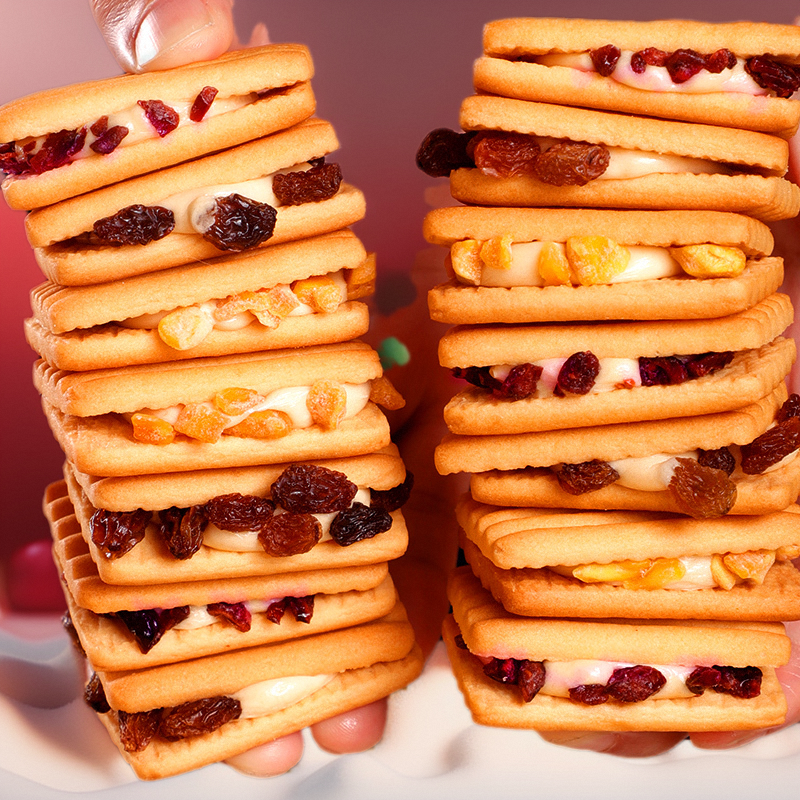 蔓越莓饼干啵啵牛轧夹心奶酥波波果粒芒果曲奇网红爆款下午茶食品