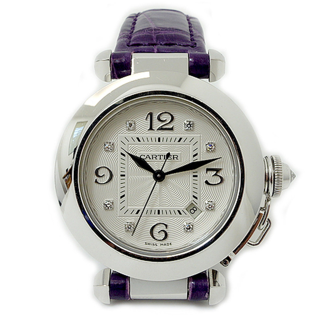 【9新】卡地亚帕莎系列18k白金自动机械女表