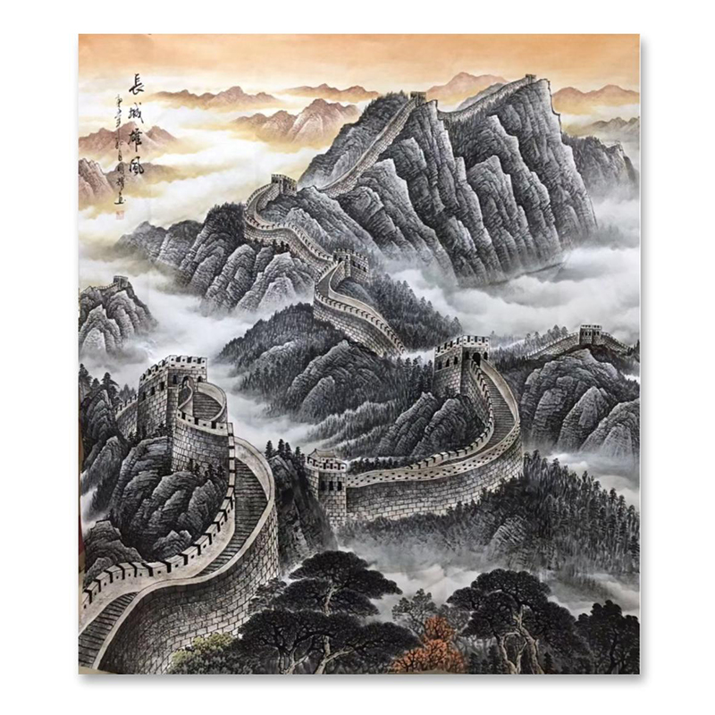 定制纯手绘国画 万里长城客厅办公室玄关挂画 背景墙装饰画山水画