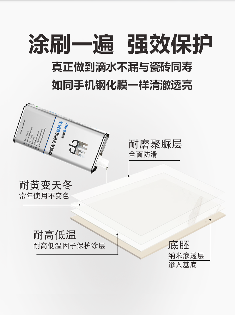 剂水卫生间透涂料维修补漏防漏聚脲砖透明防水胶胶专用渗浴室免砸