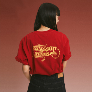 WassupHouse 龙年限定印花短袖T恤男女新款上衣情侣装潮牌打底衫