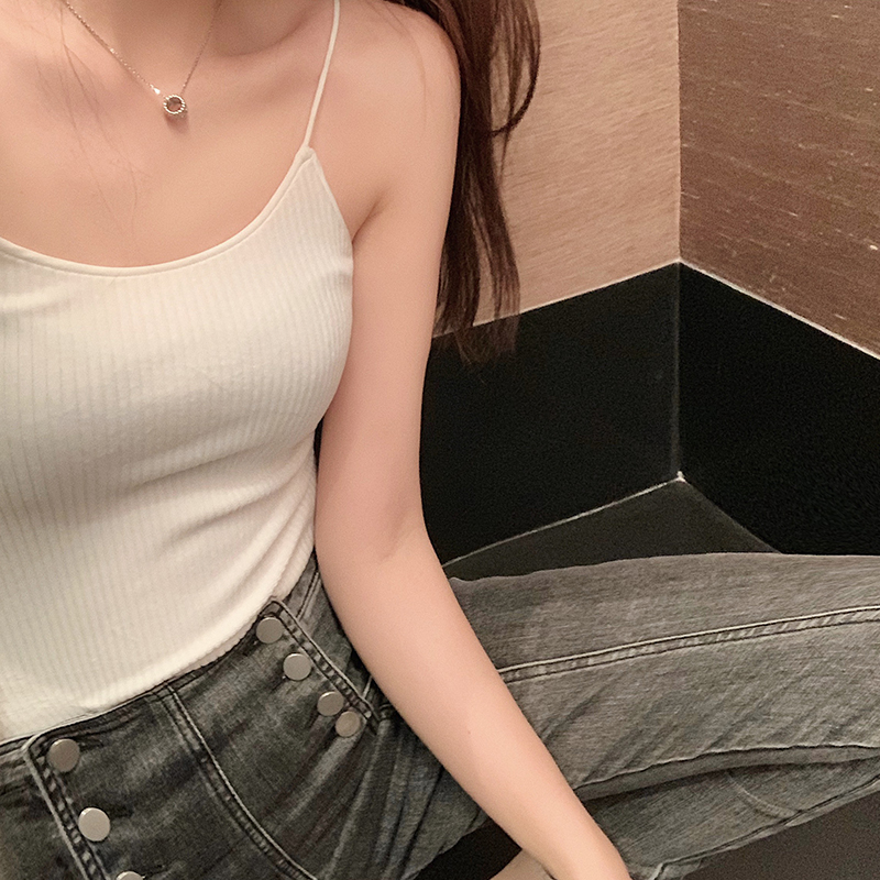 特价加绒小吊带打底背心女_早安樊樊 纯色百搭无袖针织吊带女内搭加绒