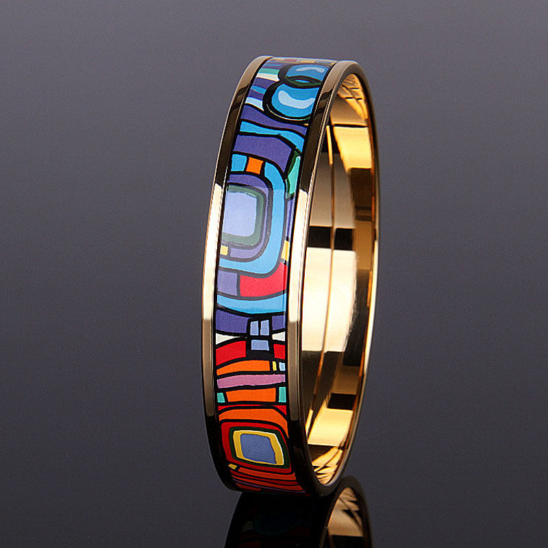 彩环珐琅彩手镯女ins潮景泰蓝时尚饰品七夕情人节送朋友生日礼物